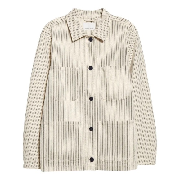 Rebecca Taylor Beige Stripe Denim Stretch Cotton Jacket Blazer Size XS - Picture 11 of 16